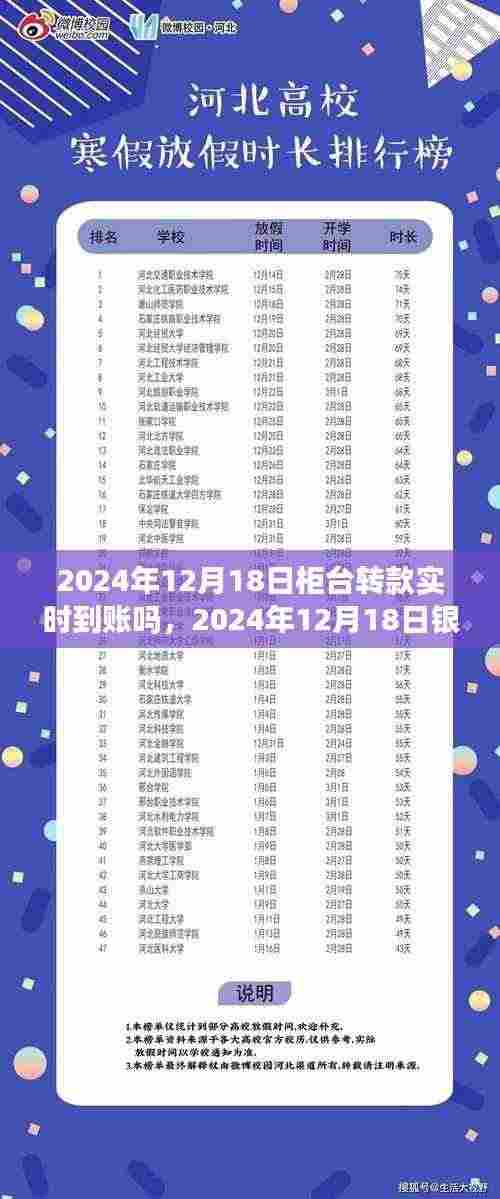 关于银行柜台转款实时到账情况解析,以2024年12月18日为参考日期
