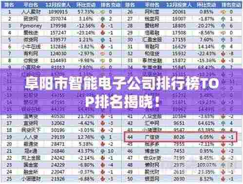 阜阳市智能电子公司排行榜TOP排名揭晓!