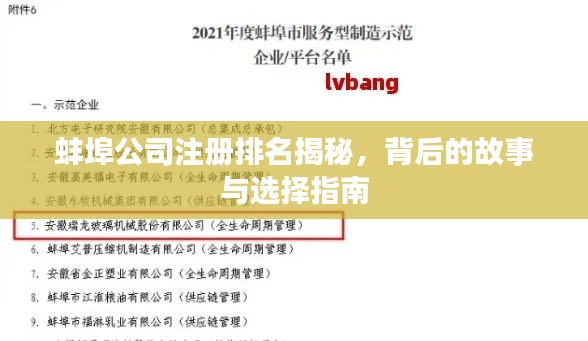 蚌埠公司注册排名揭秘，背后的故事与选择指南